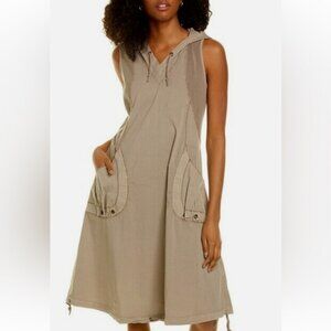 XCVI Wearables Jour HOODED Sleeveless Tunic Midi Pockets Dress Size Medium